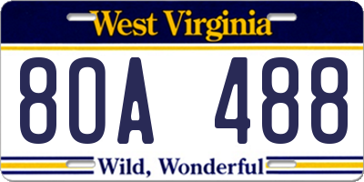 WV license plate 8OA488