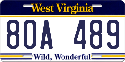 WV license plate 8OA489