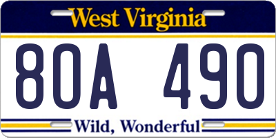 WV license plate 8OA490