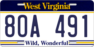 WV license plate 8OA491