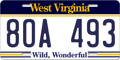 WV license plate 8OA493