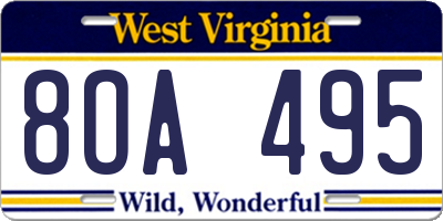 WV license plate 8OA495