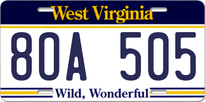 WV license plate 8OA505