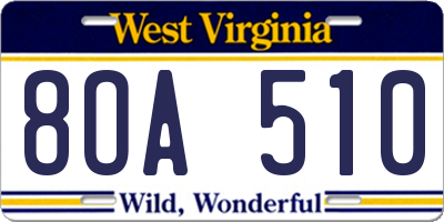 WV license plate 8OA510