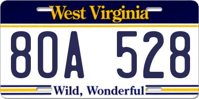 WV license plate 8OA528