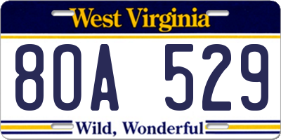 WV license plate 8OA529