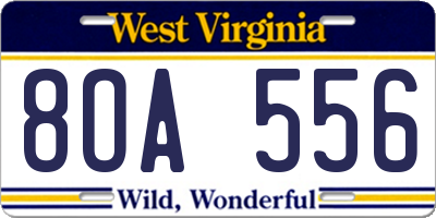 WV license plate 8OA556
