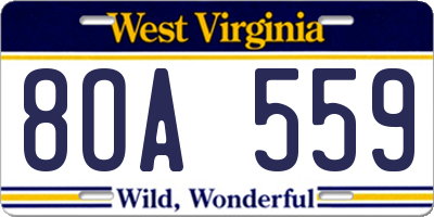 WV license plate 8OA559