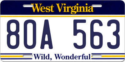WV license plate 8OA563
