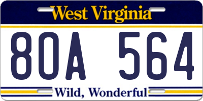 WV license plate 8OA564
