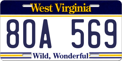 WV license plate 8OA569