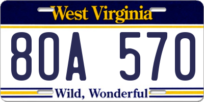WV license plate 8OA570