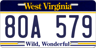WV license plate 8OA579