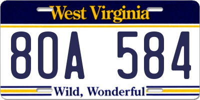 WV license plate 8OA584