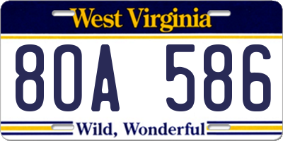 WV license plate 8OA586
