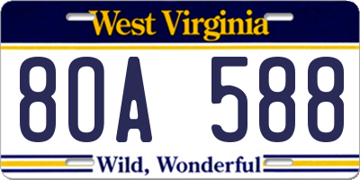 WV license plate 8OA588