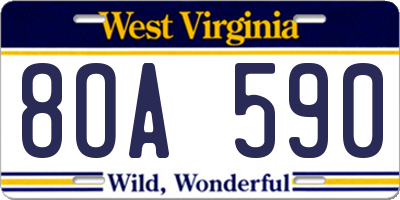WV license plate 8OA590