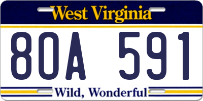 WV license plate 8OA591