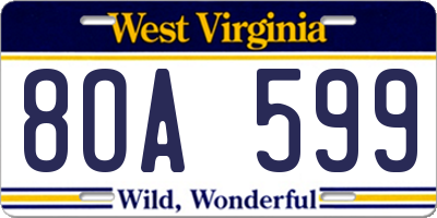 WV license plate 8OA599