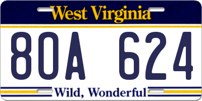 WV license plate 8OA624