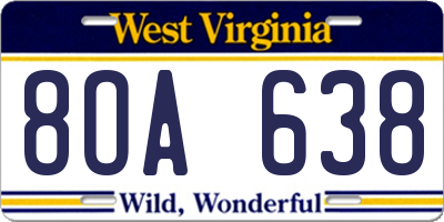 WV license plate 8OA638