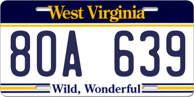 WV license plate 8OA639