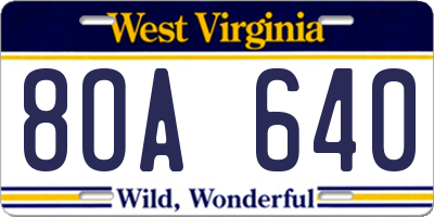 WV license plate 8OA640