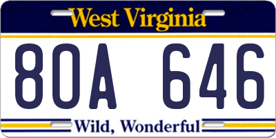 WV license plate 8OA646