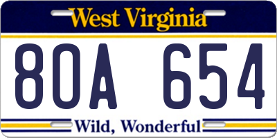 WV license plate 8OA654