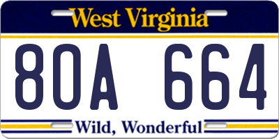 WV license plate 8OA664