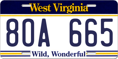 WV license plate 8OA665