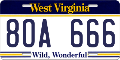 WV license plate 8OA666