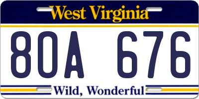 WV license plate 8OA676