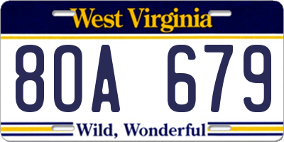 WV license plate 8OA679