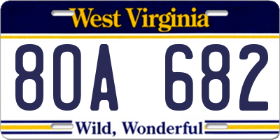 WV license plate 8OA682