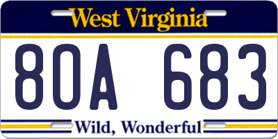 WV license plate 8OA683