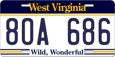 WV license plate 8OA686