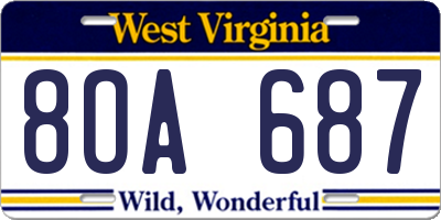 WV license plate 8OA687