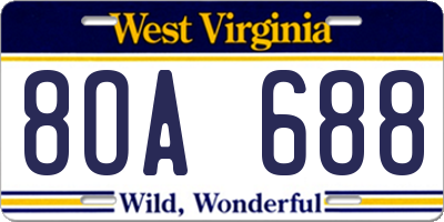 WV license plate 8OA688