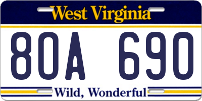 WV license plate 8OA690