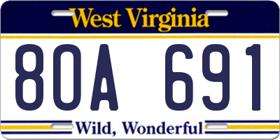 WV license plate 8OA691