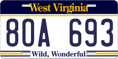 WV license plate 8OA693