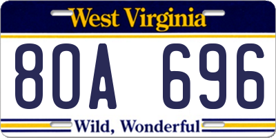 WV license plate 8OA696