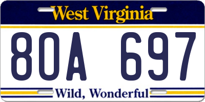 WV license plate 8OA697