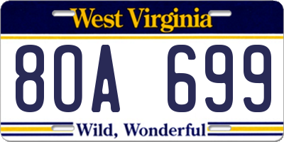 WV license plate 8OA699