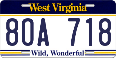 WV license plate 8OA718