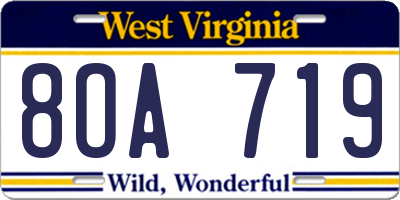 WV license plate 8OA719