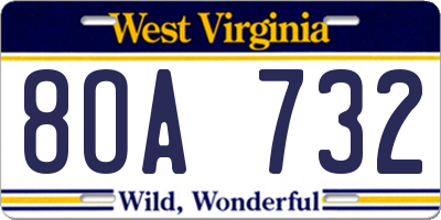 WV license plate 8OA732
