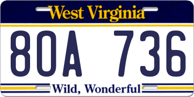 WV license plate 8OA736
