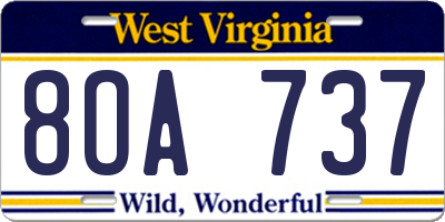WV license plate 8OA737